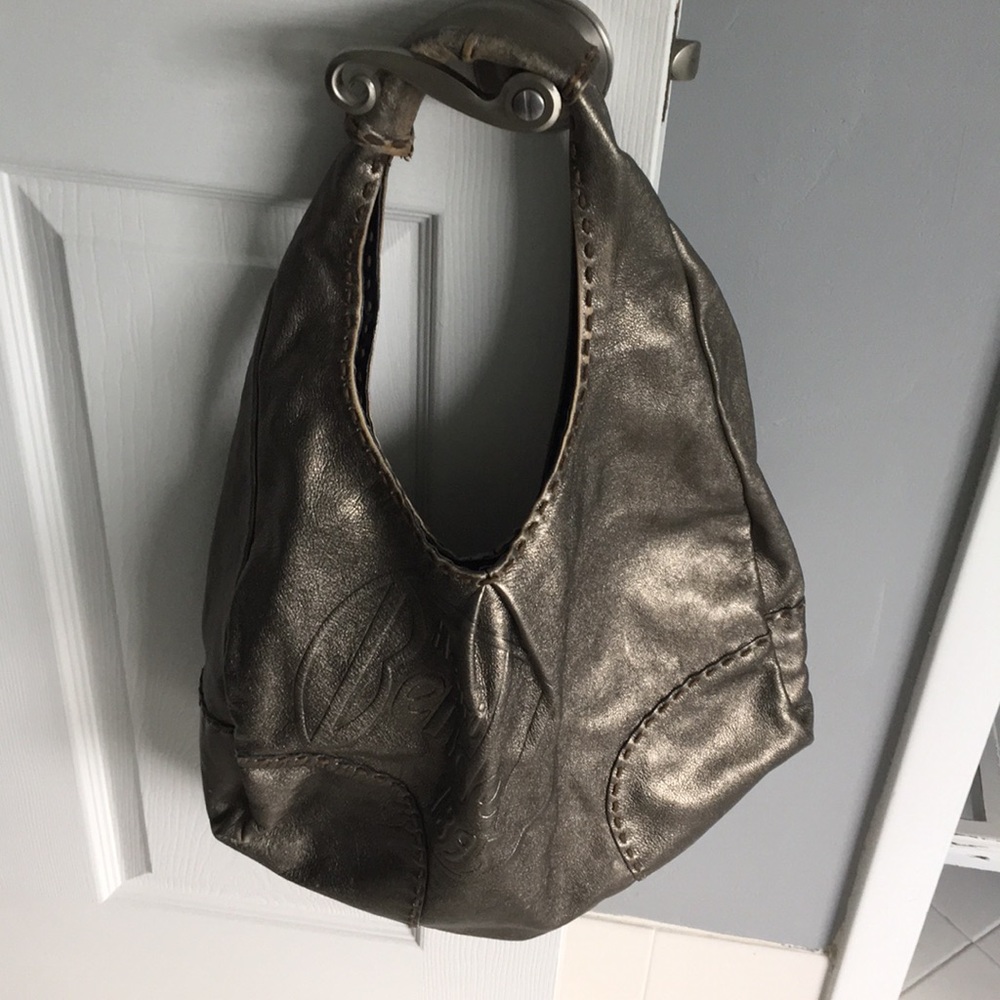 Henri Bendel pewter metallic hobo bag